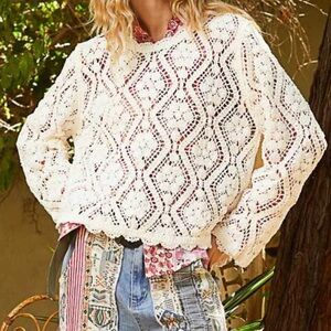 POL Crochet Knit Sweater for Effortless Style Sz ONE